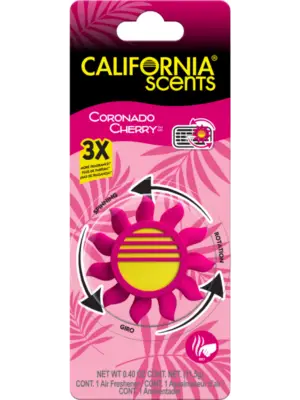California Scents Novelty Sun Spinner Car Air Freshener Vent Clip, Coronado Cherry Scent
