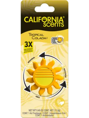 California Scents Novelty Sun Spinner Car Air Freshener Vent Clip, Tropical Colada Scent